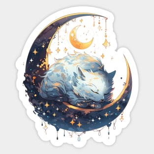 Sleeping Moon Cat Sticker